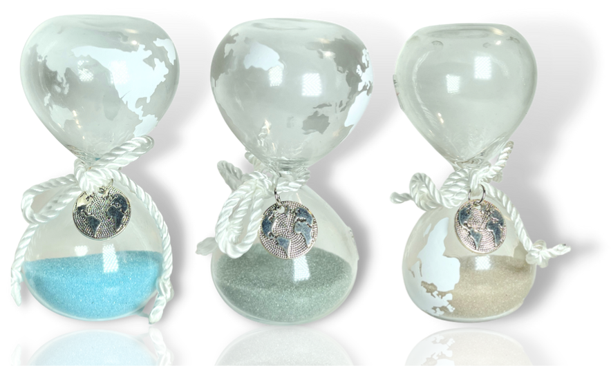 CLESSIDRA 3 COLORI ASS. CON SCATOLA NASTRINO e APPLICAZIONE CM 8H 1/96