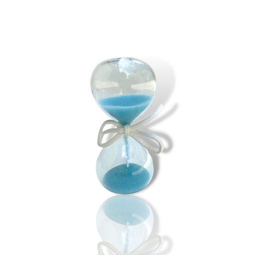 CLESSIDRA C/SABBIA CELESTE E NASTRINO H. 8 CM - 6 CF / 96 CT