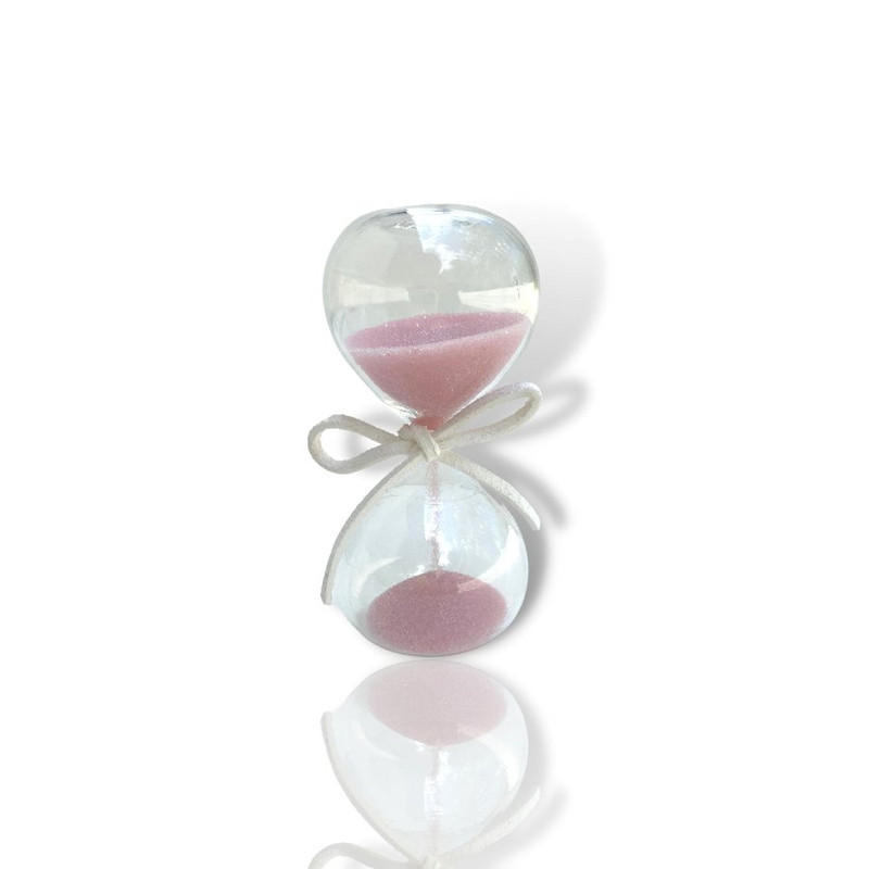 CLESSIDRA C/SABBIA ROSA E NASTRINO H. 8 CM - 6 CF / 96 CT