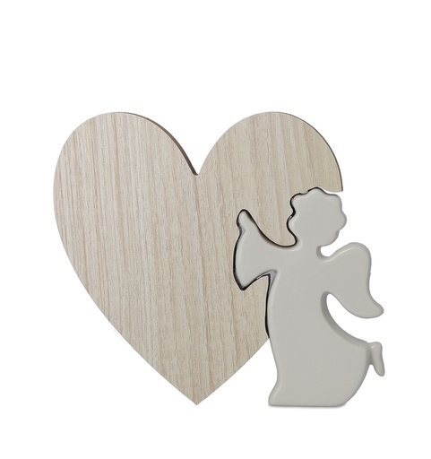 ANGELO PORCELLANA CON CUORE LEGNO PICCOLO