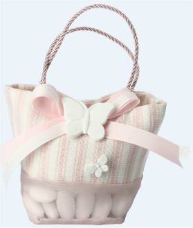 BORSETTA QUADRATA CON APPL. GESSETTO ROSA 12X6.5X11.5 CM