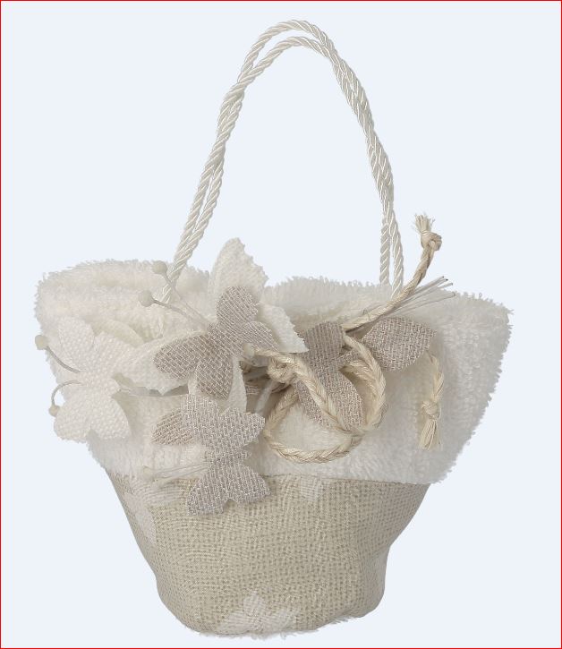 BORSETTA TONDA CON APPL. FARFALLE  13X6X10CM