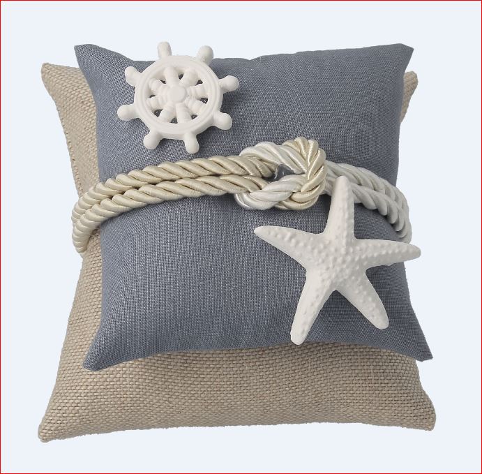 CUSCINO DOPPIO CON APPL. MARE 9.5X9.5X7 CM