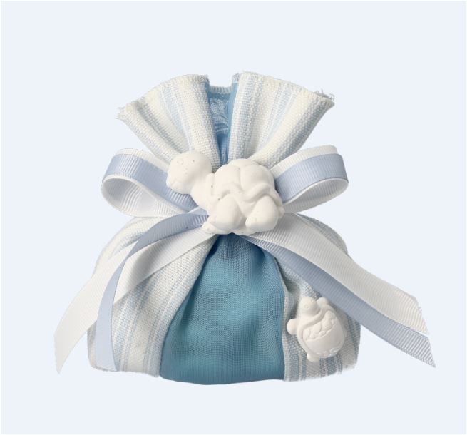 P. CONFETTI CON APPL.GESSETTO CELESTE  8.5X13 CM