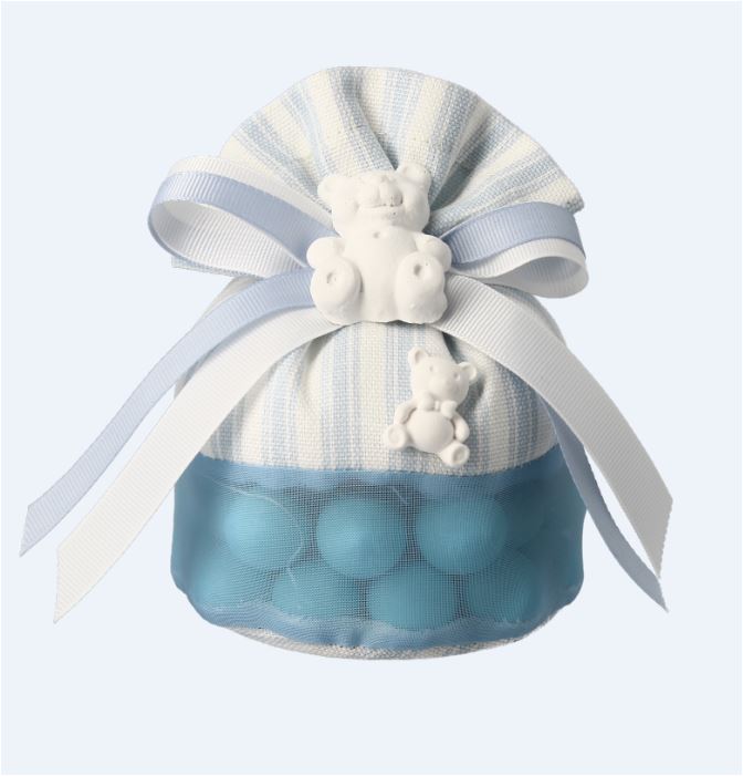 SACCOTTO C/APPL. GESSETTO CELESTE 12X16.5 CM  8 CF - 104 CT