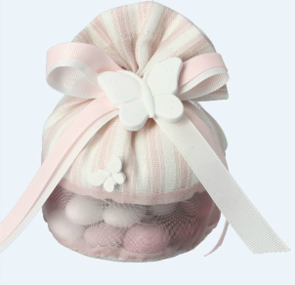 SACCOTTO C/APPL. GESSETTO ROSA 12X16.5 CM  8 CF - 104 CT