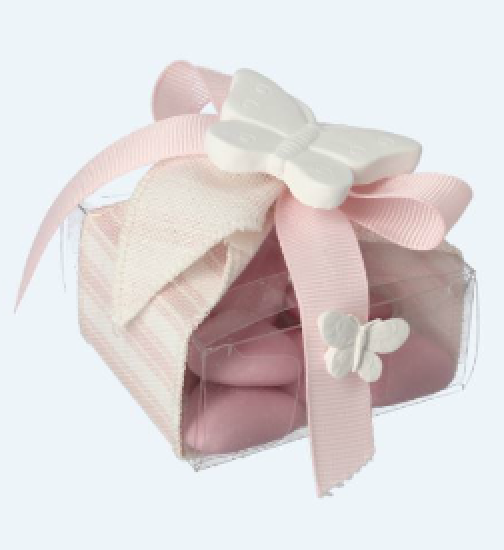 SCATOLINA PVC CON APPL.GESSETTO ROSA 6X6X3 CM