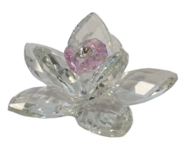 FERMACARTE FIORE  IN CRISTALLO CON PUNTO LUCE DIVERSI COLORI 