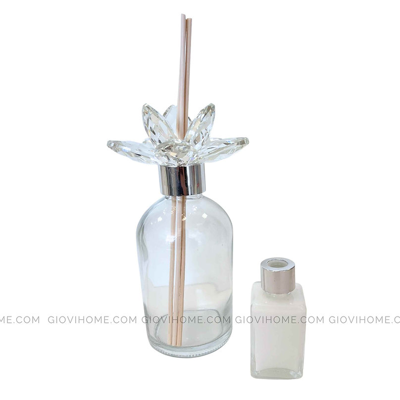 Profumatore bottiglia con fiore in Cristallo