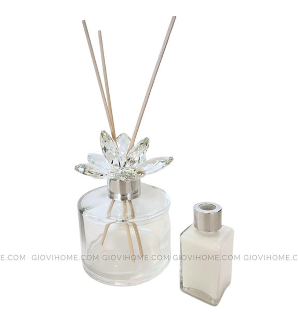 Profumatore ovale con fiore in Cristallo