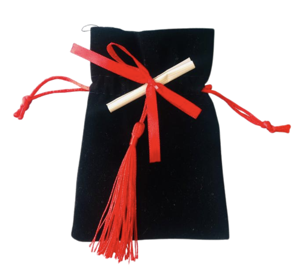 SACCHETTO VELLUTO NERO O ROSSO CON LACCETTI 9,5X11 CM 10/50 LAUREA 