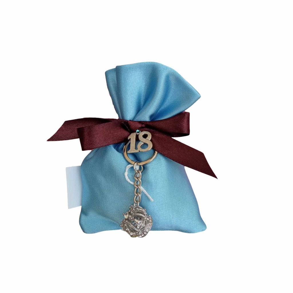 Sacchettino carta da zucchero Portachiavi Corona Argentata bomboniera compleanno 18 