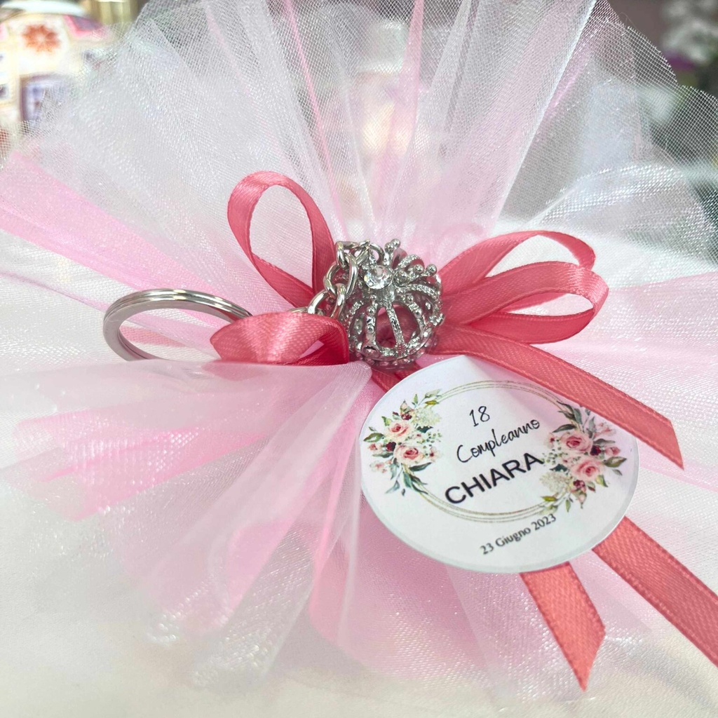 Ricordino bomboniera da Principessa Portachiavi Corona Argentata bomboniera compleanno 18  