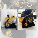 Sacchettino con Portachiavi Corona Piccola Oro Bomboniera Diciottesimo compleanno