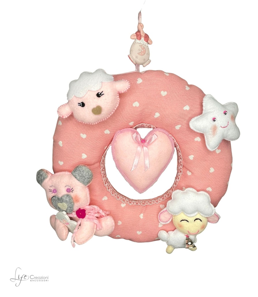 Coccarda Nascita Animaletti con Cuore