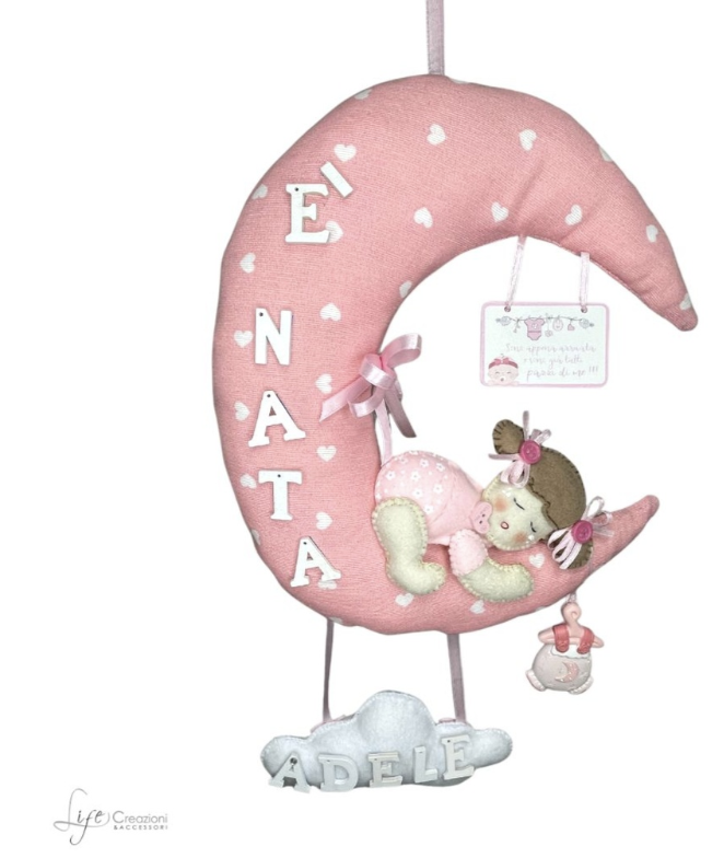 Coccarda Nascita Bimba su Luna