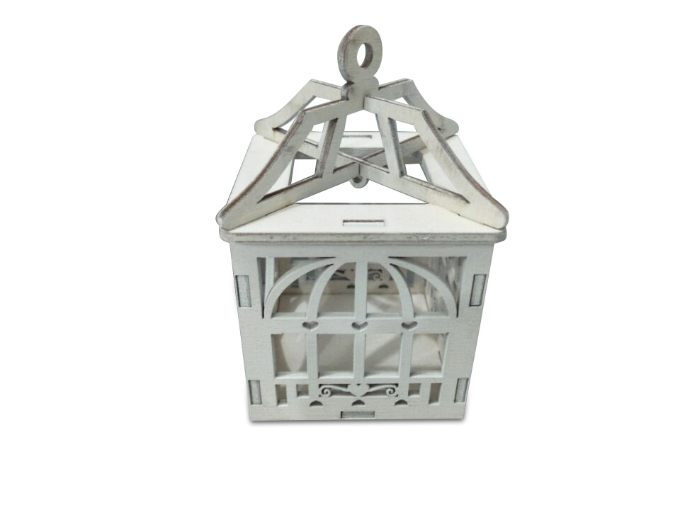 LANTERNA  LEGNO BIANCA PORTA CONFETTI