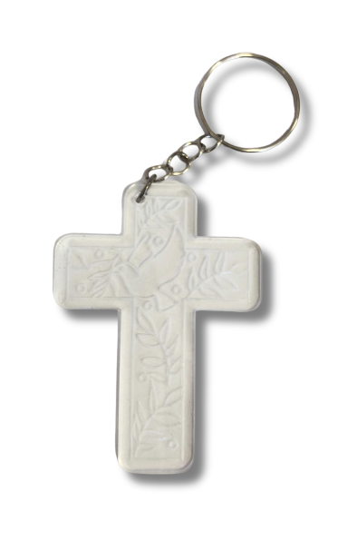 PORTACHIAVE CROCE CON COLOMBA PLEXI   BOMBONIERA COMUNIONE