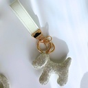 PORTACHIAVI CAGNOLINO CON ORECCHIE STRASS MULTI FUNZIONE CHARM BORSE