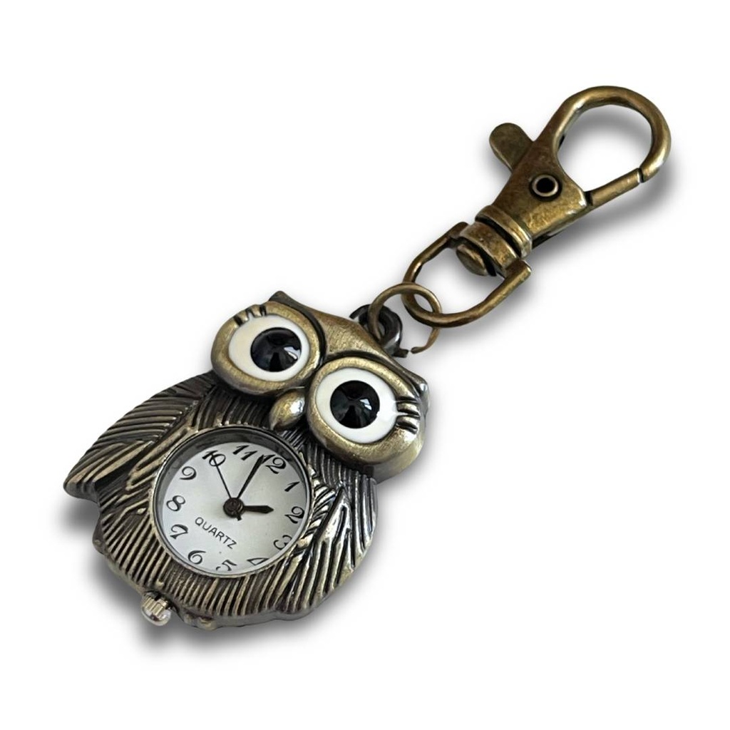 PORTACHIAVI MINI OROLOGIO GUFO IN METALLO