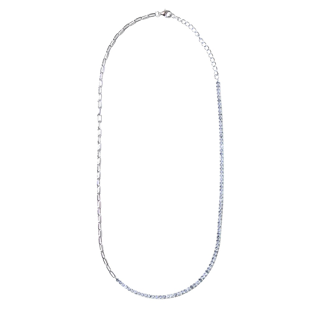 COLLANA SPACE TENNIS ARGENTO META' CATENA