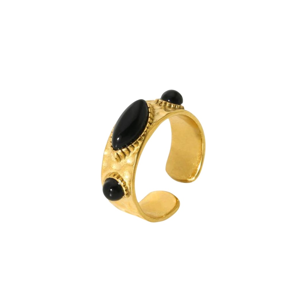 ANELLO GIULIA ACCIAIO ORO CON PIETRA