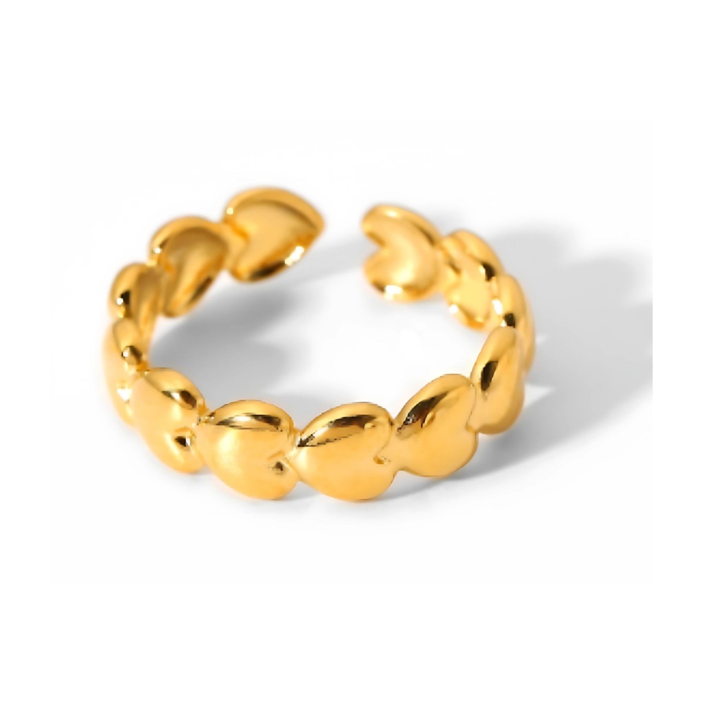 ANELLO AURORA CUORICINI ACCIAIO ORO 