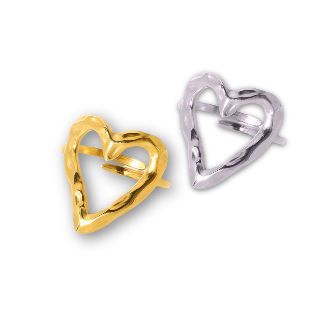 ANELLO SOFIA ACCIAIO CUORE MARTELLATO ORO O ARGENTO 