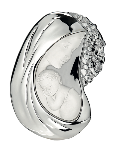 [AM1937/M] Madonna e Bambino Capezzale colore argento 23X33h CM  