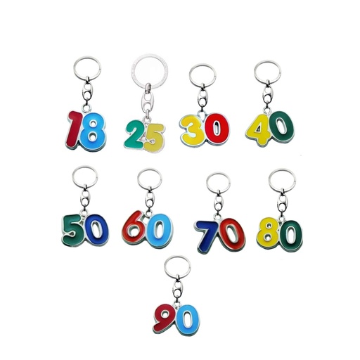 Portachiavi con Numeri Importanti Smaltato colori misti Bomboniere Compleanno Diciottesimo